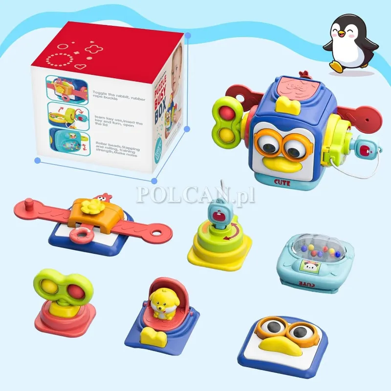 Kostka sensoryczna edukacyjna dla dzieci pingwinek HN169998