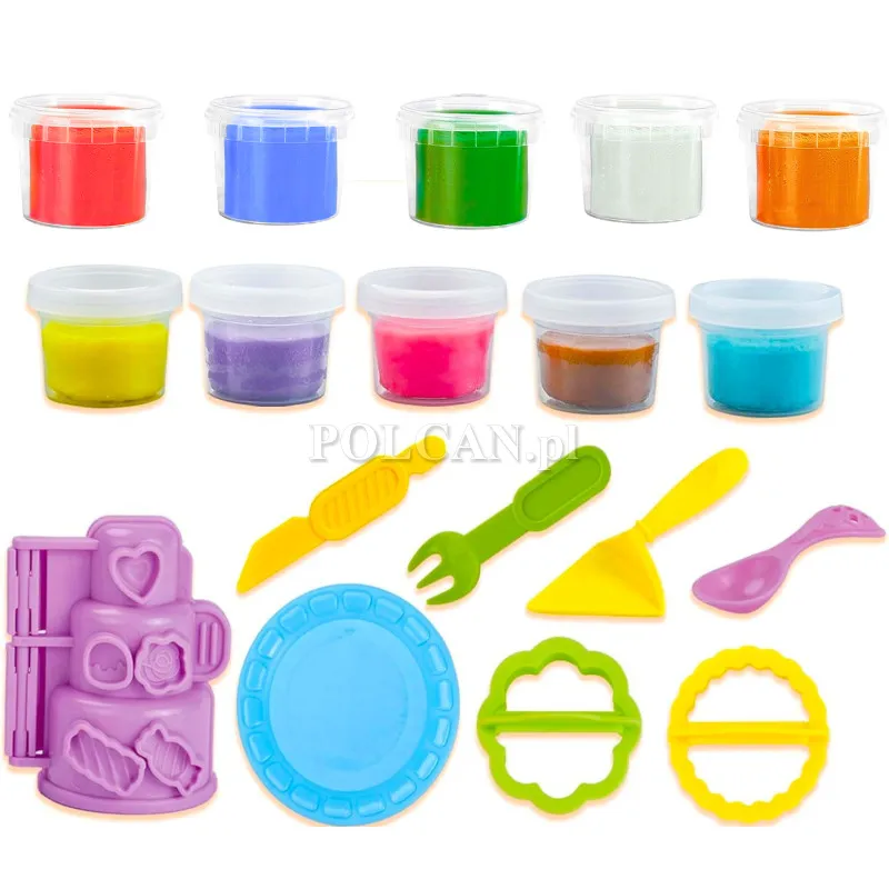 Masa plastyczna zestaw tort 10 kolorów + foremki ST0117238B