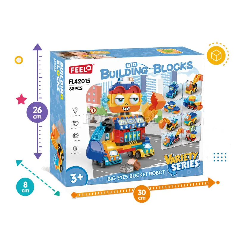 Klocki konstrukcyjne robot duże oczy 88 elementów FL42015
