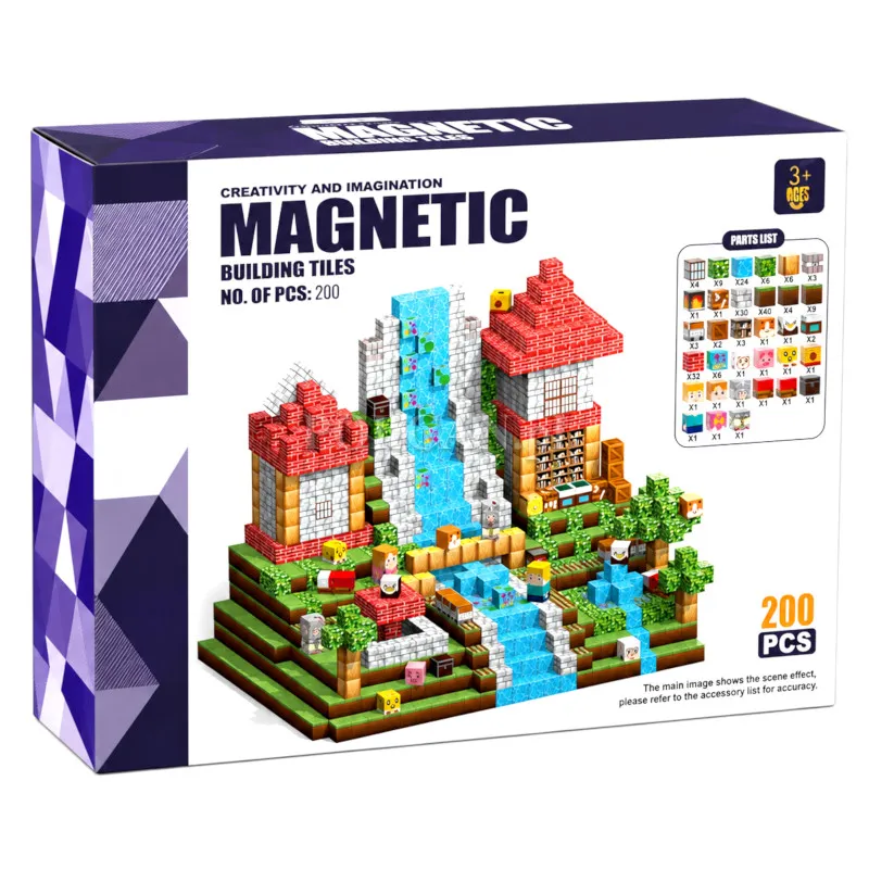 Klocki konstrukcyjne magnetyczne sześciany 2 cm Wodospad 200 elementów ST0819124B