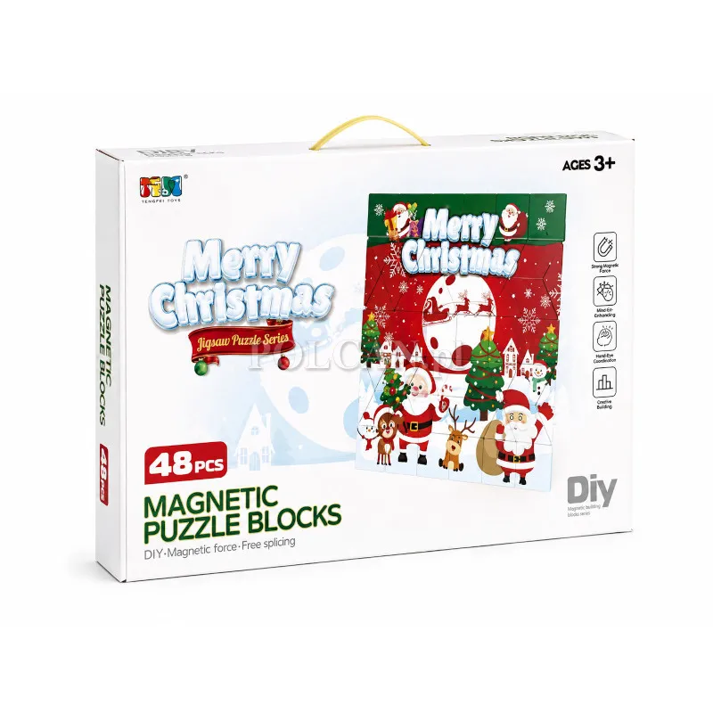 Klocki konstrukcyjne magnetyczne Puzzle Merry Christmas 48 elementów ST0761015B