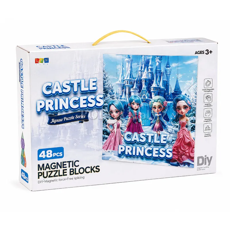 Klocki konstrukcyjne magnetyczne Puzzle Zamek Ksi�niczek 48 element�w ST0761018B