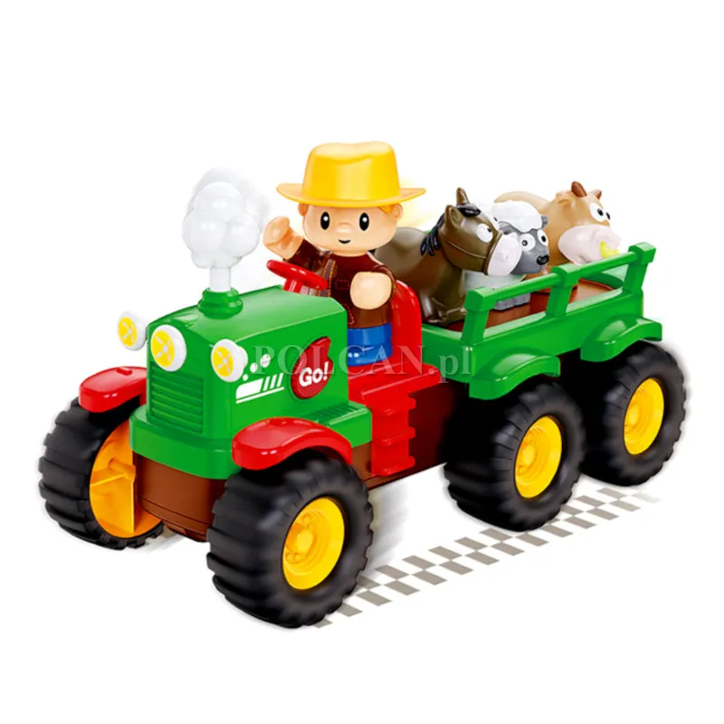 Traktor Farmer z przyczep� i zwierz�tkami �wiat�o d�wi�ki HN207103